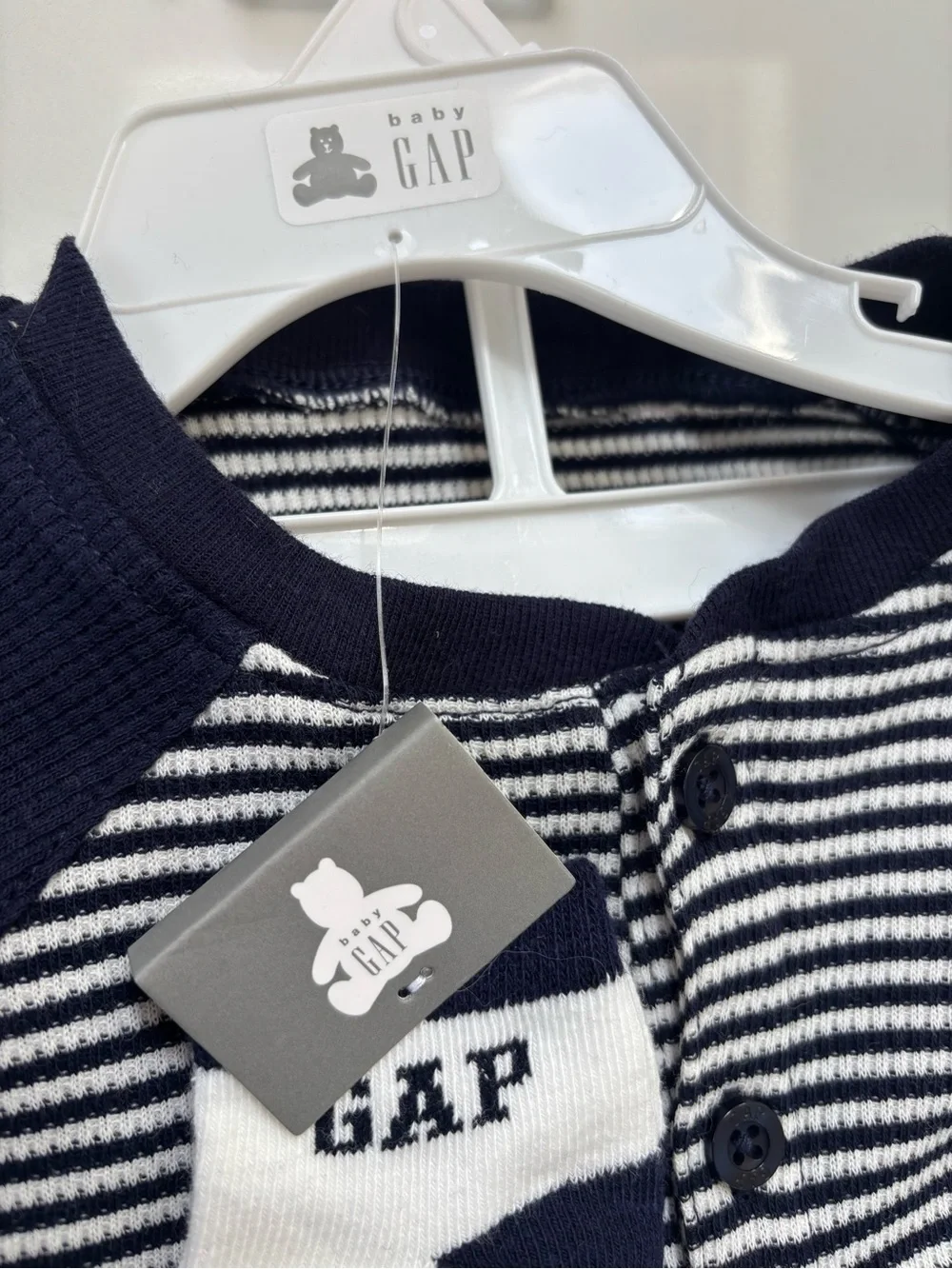 GAP Navy and White Striped Baby Knit Cardigan 6-9 months